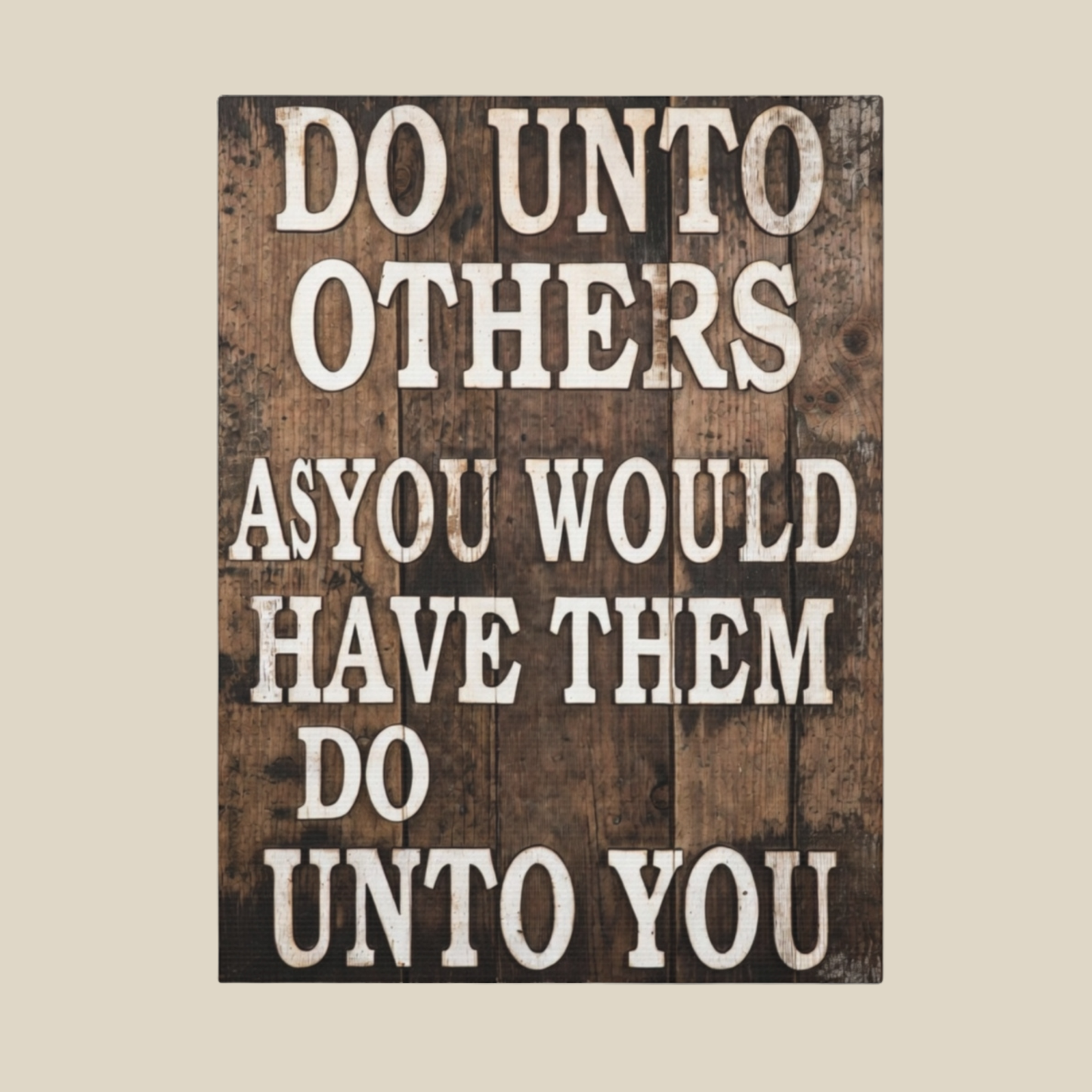 Rustic Golden Rule Canvas Wall Art – Inspirational Farmhouse Sign