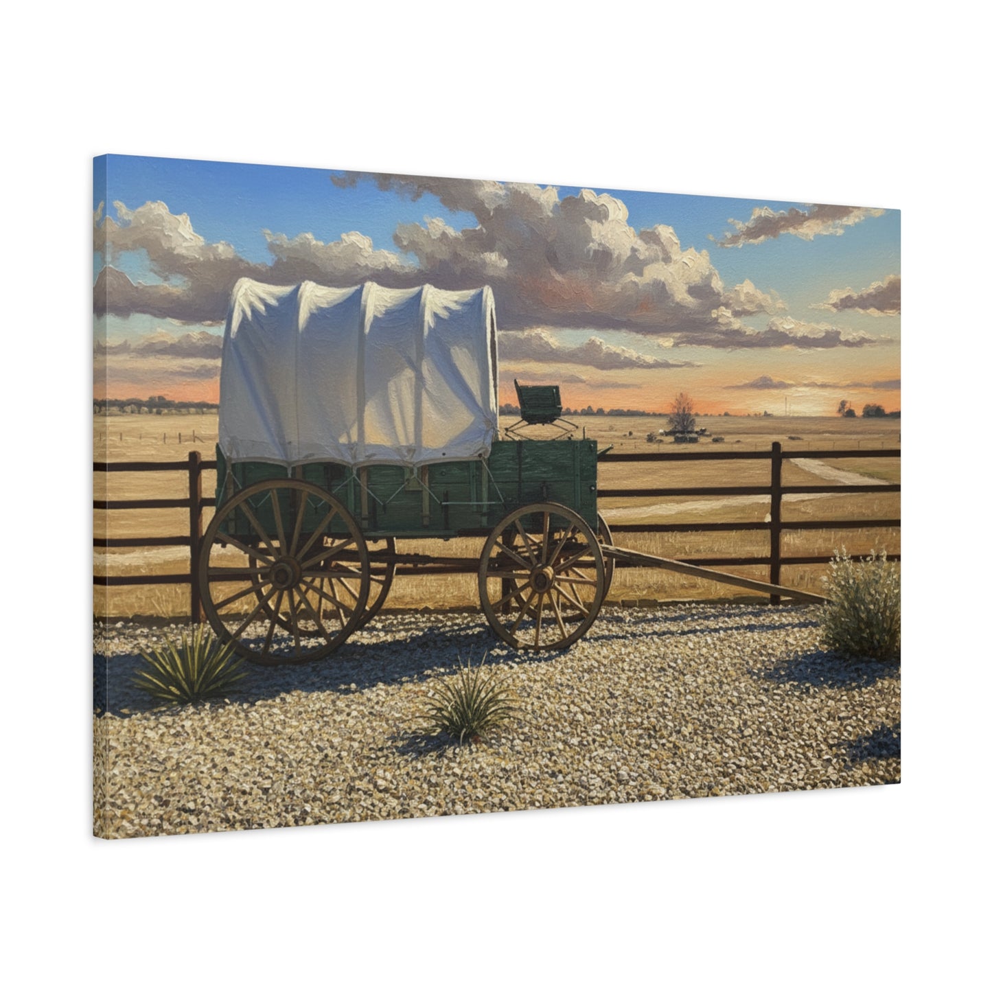 1918 Covered Wagon on a Rustic Texas Ranch, Matte Canvas, 1.25"