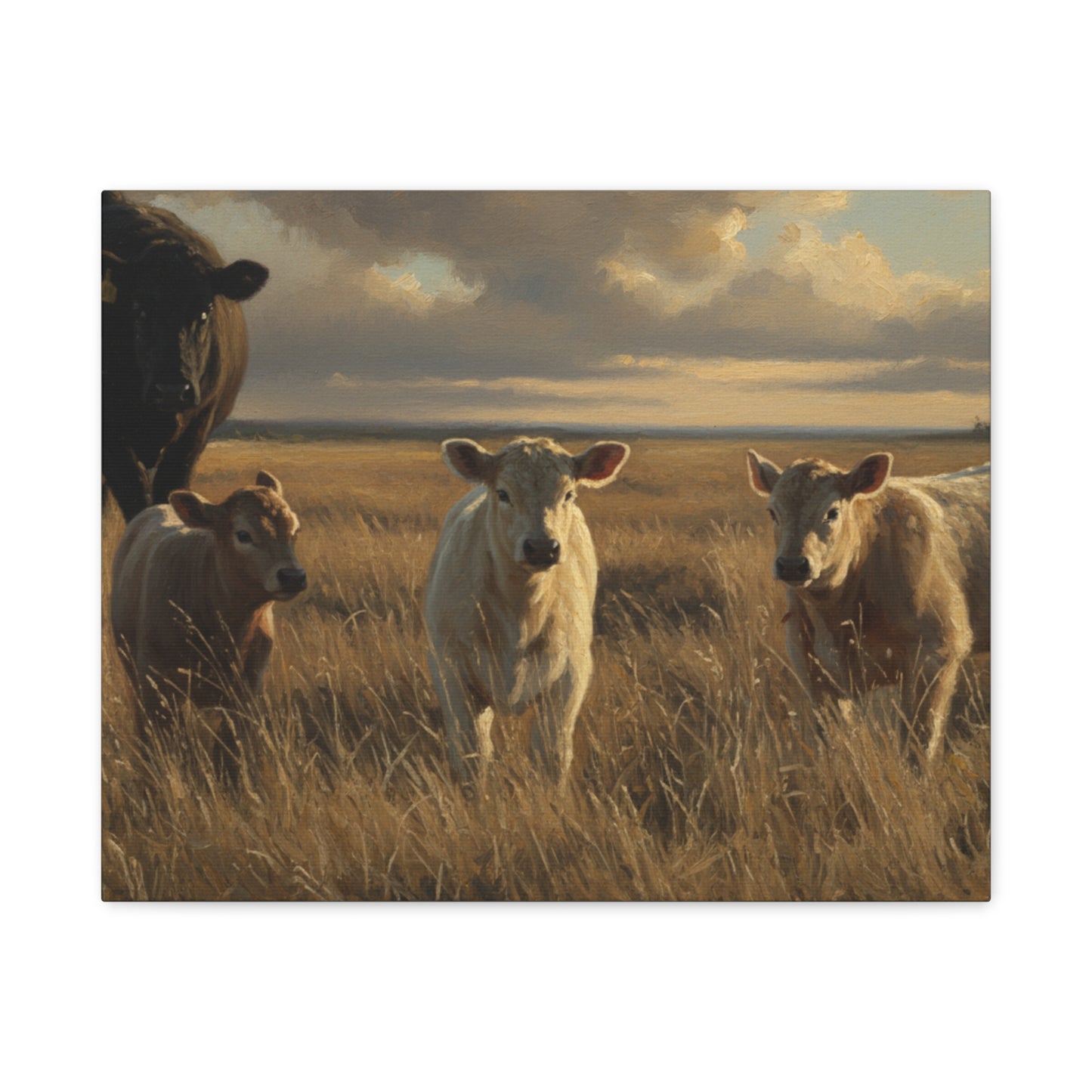 Calves Under Watchful Eyes - Matte Stretched Canvas
