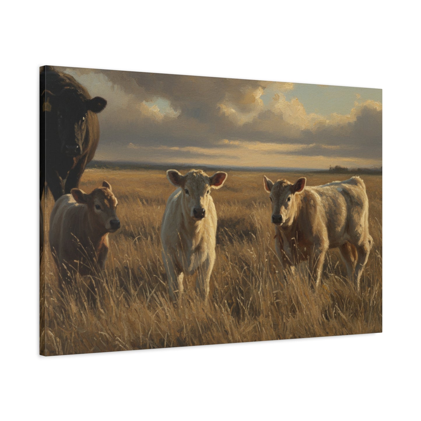 Calves Under Watchful Eyes - Matte Stretched Canvas