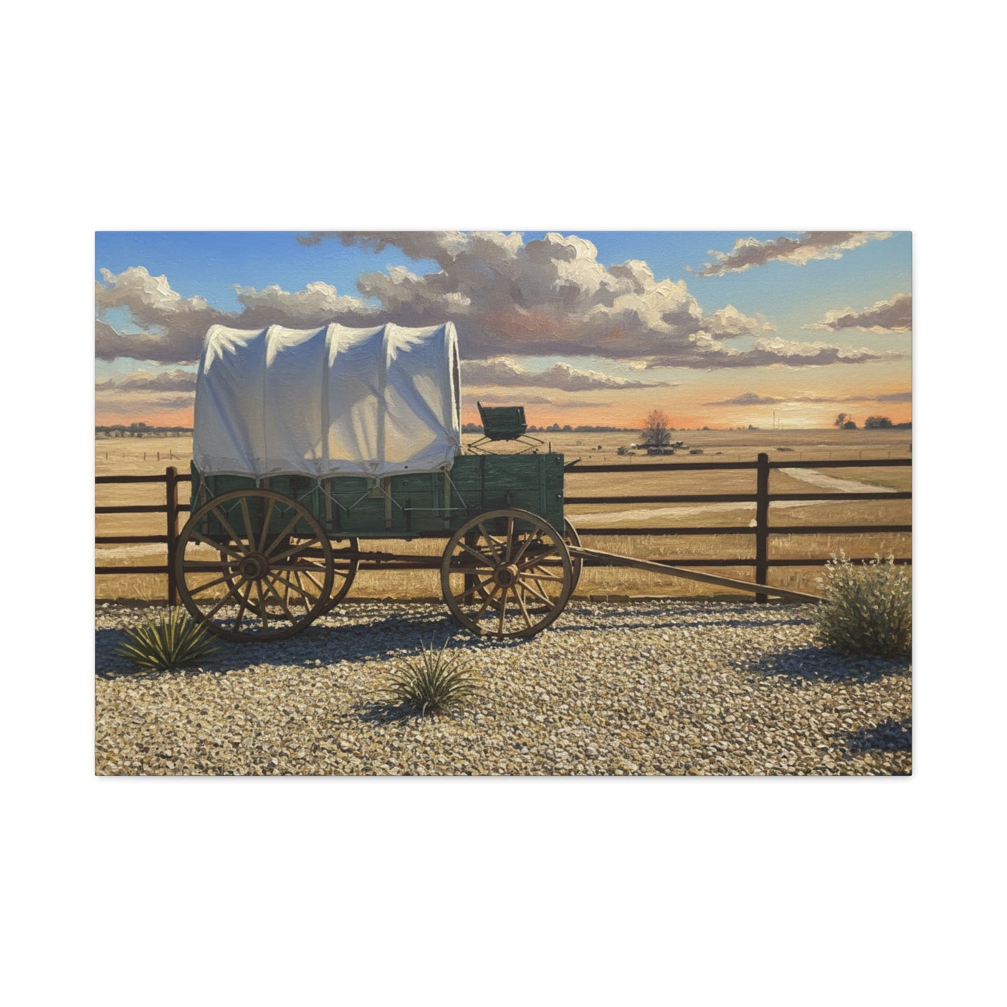 1918 Covered Wagon on a Rustic Texas Ranch, Matte Canvas, 1.25"