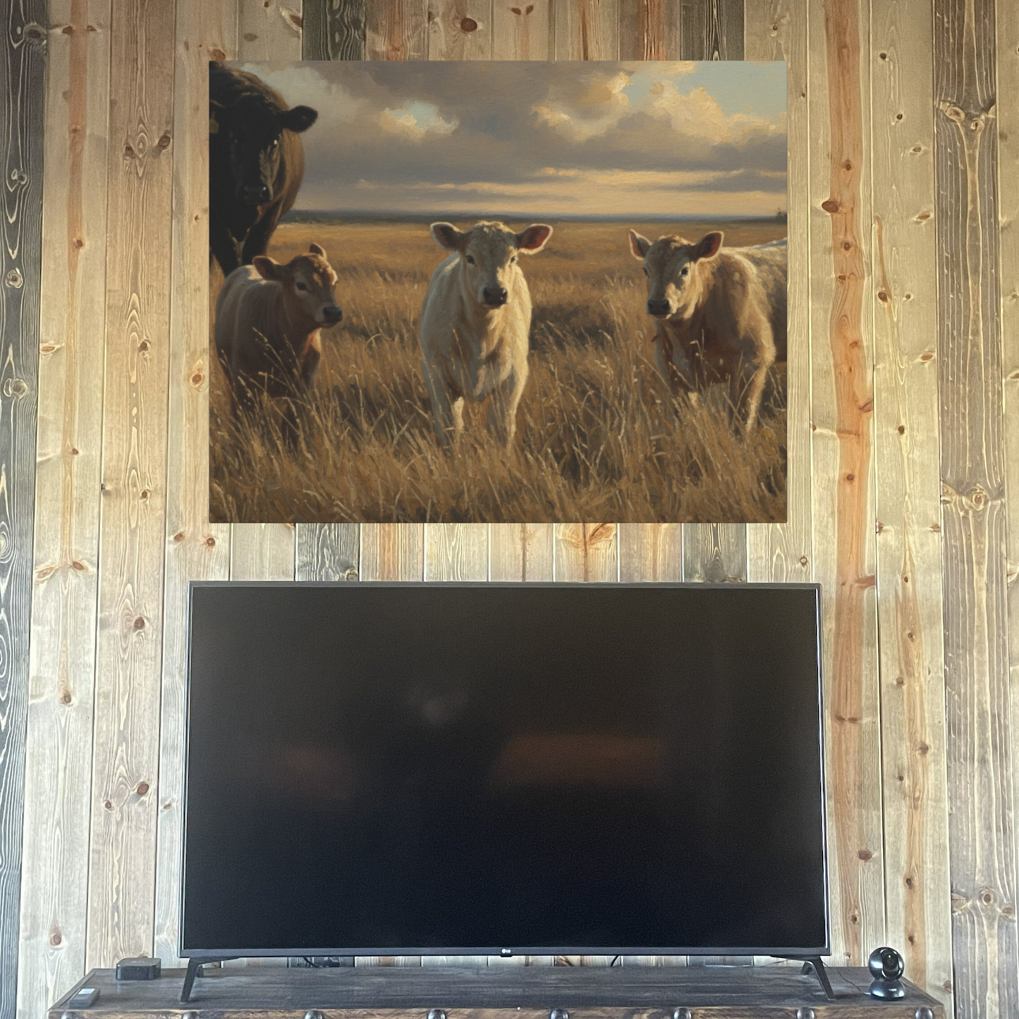 Calves Under Watchful Eyes - Matte Stretched Canvas