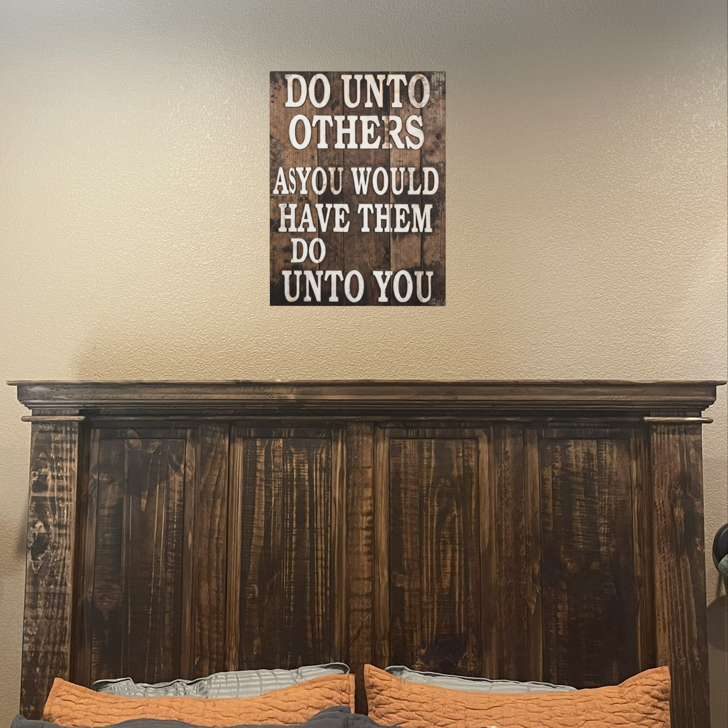 Rustic Golden Rule Canvas Wall Art – Inspirational Farmhouse Sign