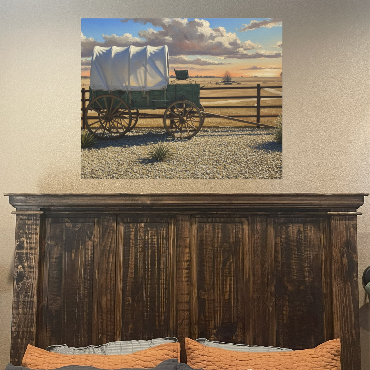 1918 Covered Wagon on a Rustic Texas Ranch, Matte Canvas, 1.25"