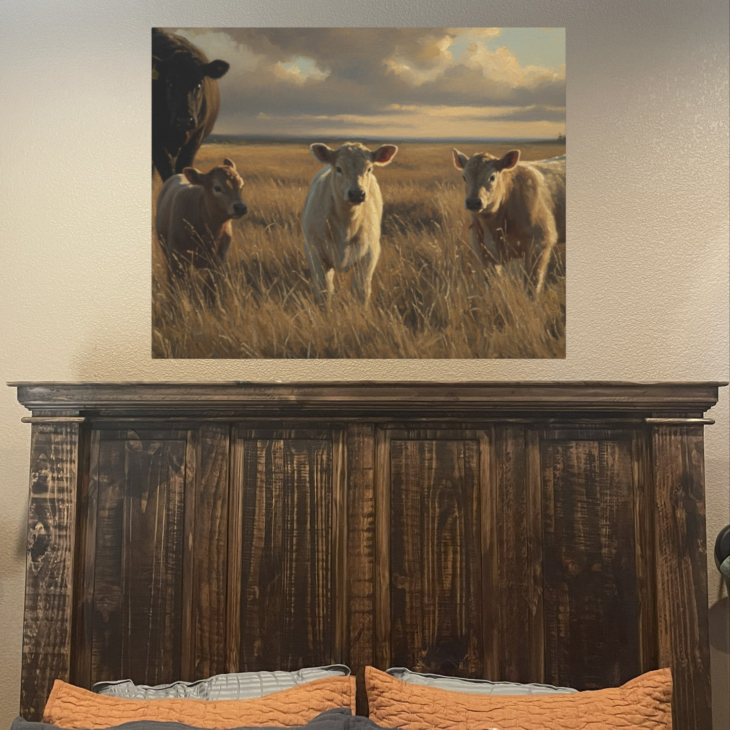 Calves Under Watchful Eyes - Matte Stretched Canvas