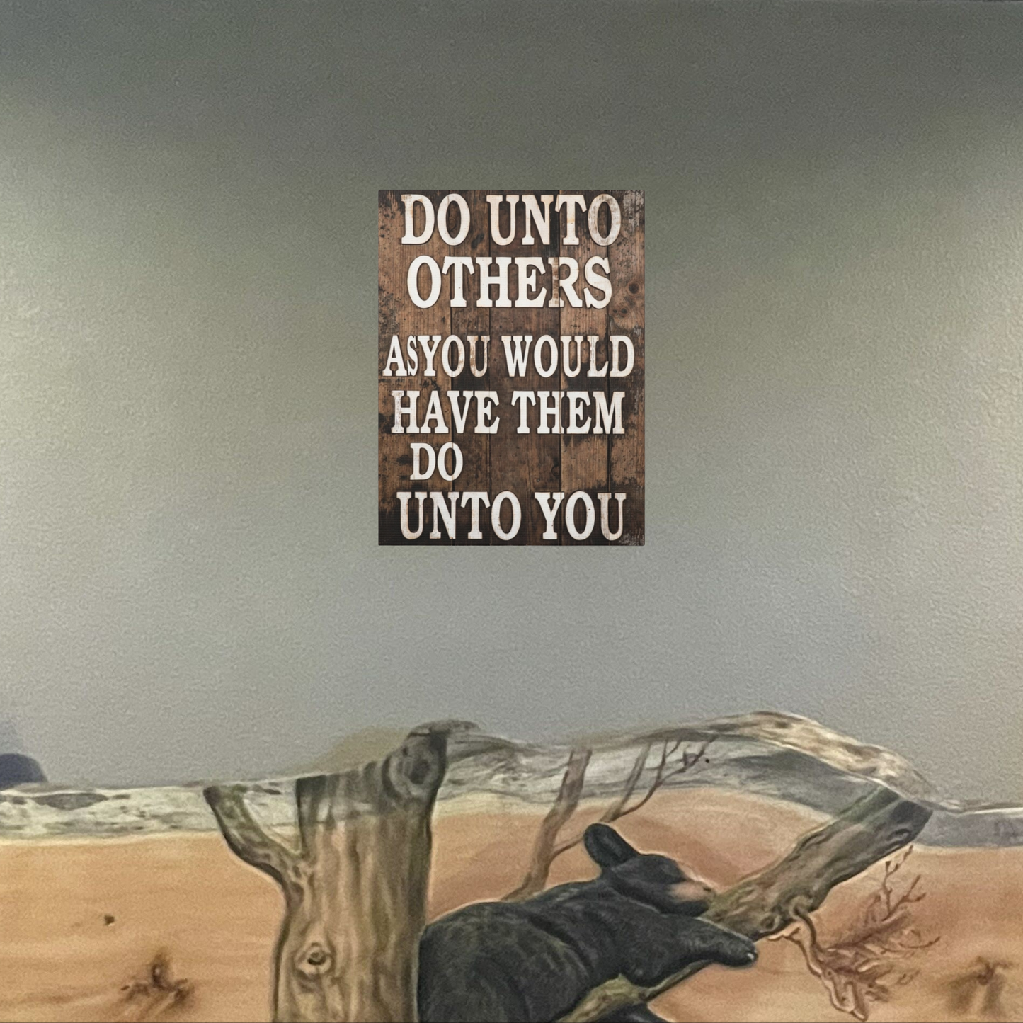 Rustic Golden Rule Canvas Wall Art – Inspirational Farmhouse Sign