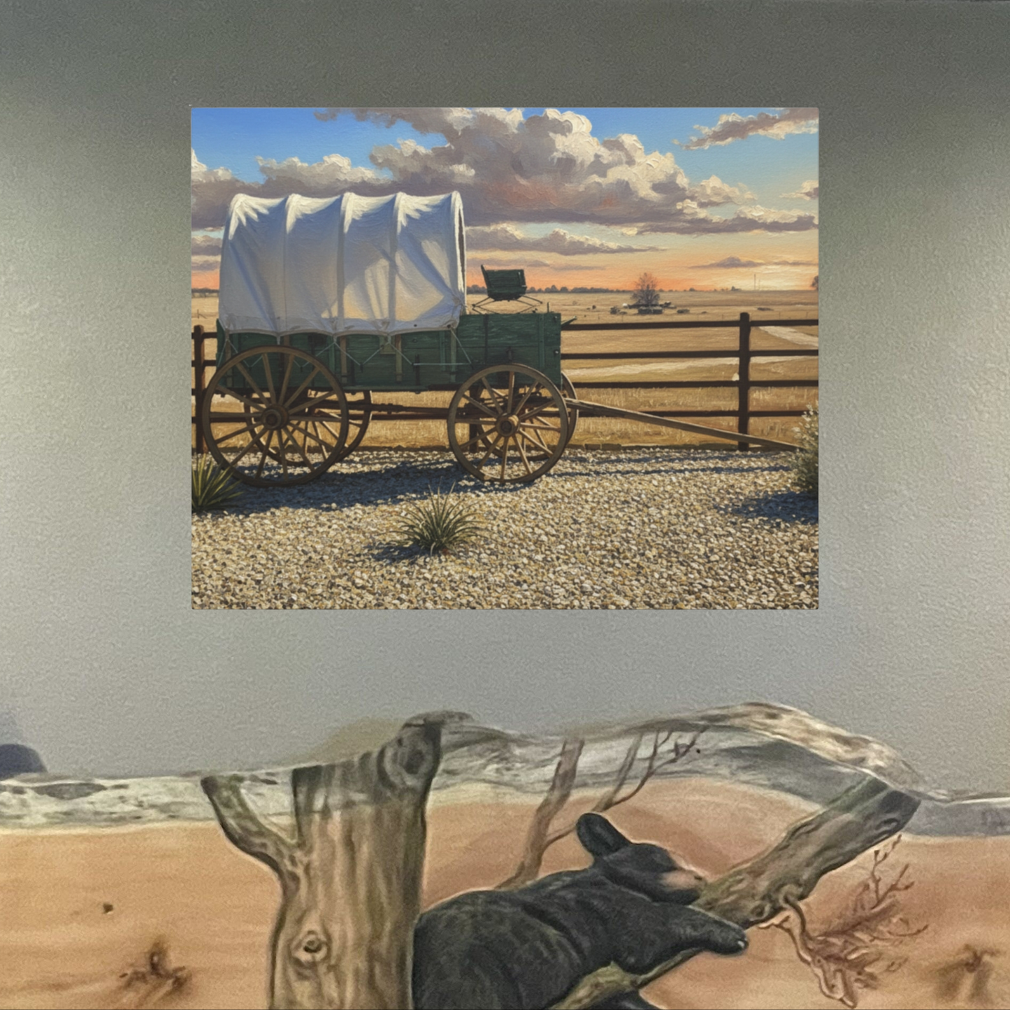 1918 Covered Wagon on a Rustic Texas Ranch, Matte Canvas, 1.25"