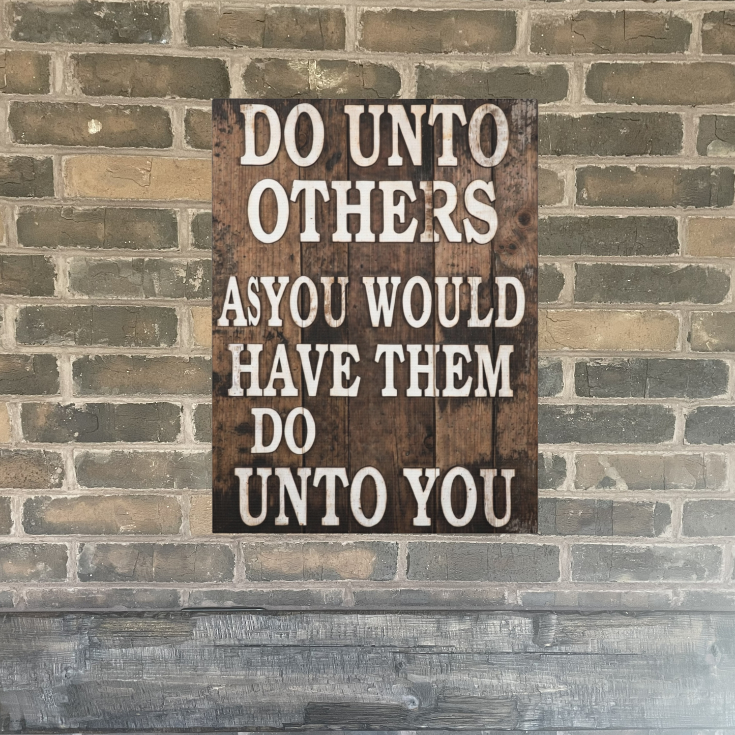 Rustic Golden Rule Canvas Wall Art – Inspirational Farmhouse Sign