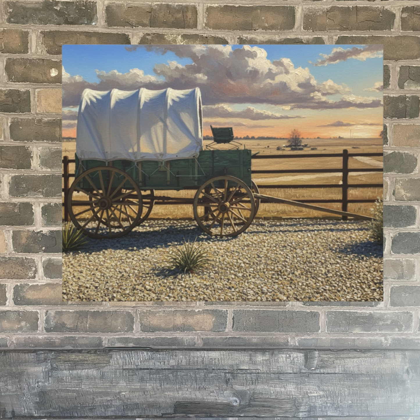 1918 Covered Wagon on a Rustic Texas Ranch, Matte Canvas, 1.25"