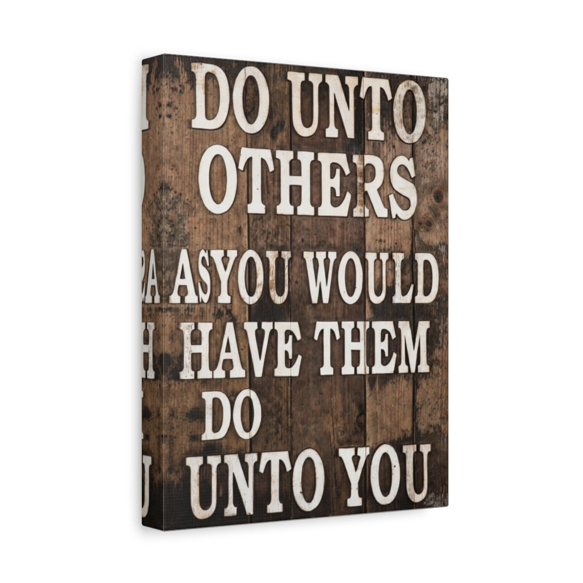 Rustic Golden Rule Canvas Wall Art – Inspirational Farmhouse Sign