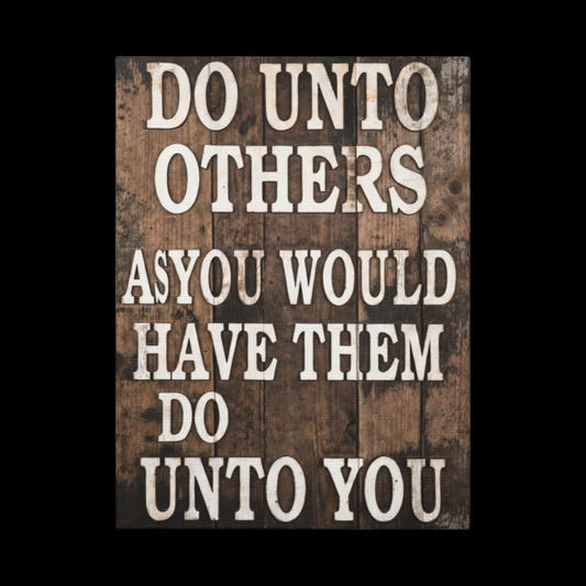 Rustic Golden Rule Canvas Wall Art – Inspirational Farmhouse Sign
